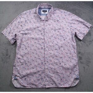 Eden Park Shirt Mens Size 2XL White Pink Button Down Short Sleeve Regular Fit